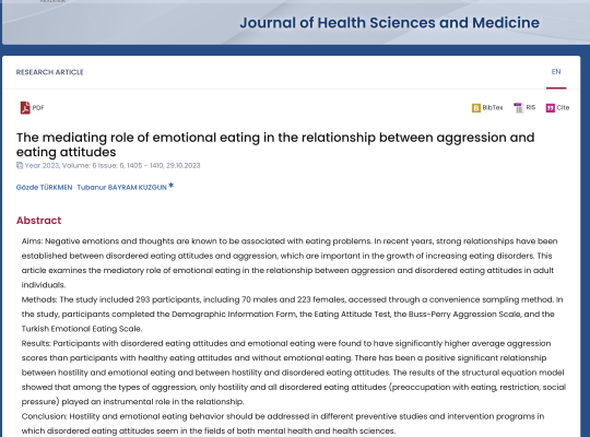 The mediating role of emotional eating in the relationship between aggression and eating attitudes